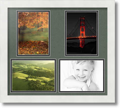 ArtToFrames Collage Mat Picture Photo Frame 4 5x7" Openings in Satin White 130