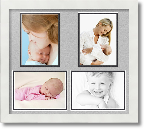 ArtToFrames Collage Mat Picture Photo Frame 4 5x7" Openings in Satin White 130