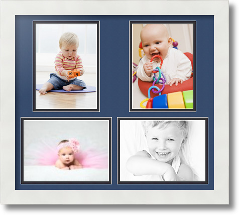 ArtToFrames Collage Mat Picture Photo Frame 4 5x7" Openings in Satin White 130