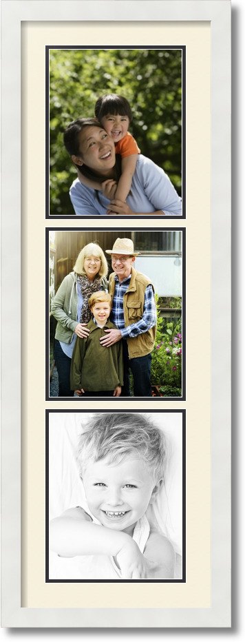 ArtToFrames Collage Mat Picture Photo Frame 3 8x10" Openings in Satin White 139 