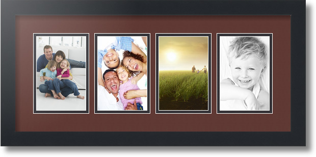 ArtToFrames Collage Mat Picture Photo Frame - 4 4x6" Openings in Satin Black 14