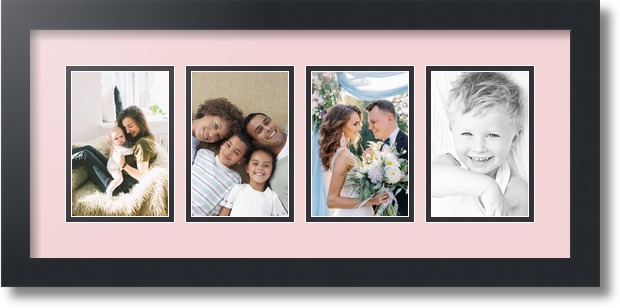  ArtToFrames Collage Photo Frame Single Mat with 4-5x7 Openings  and Satin Black Frame.