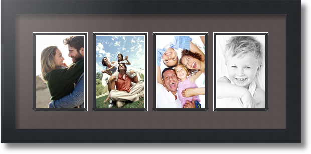 ArtToFrames Collage Mat Picture Photo Frame - 4 4x6" Openings in Satin Black 14