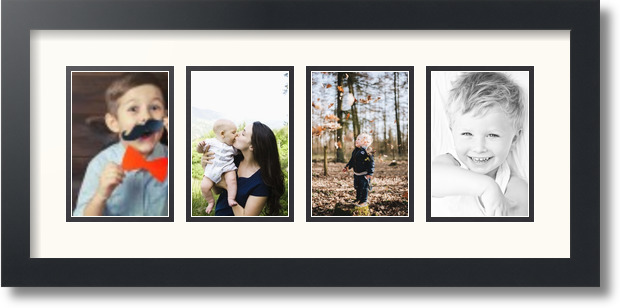 ArtToFrames Collage Mat Picture Photo Frame - 4 4x6" Openings in Satin Black 14