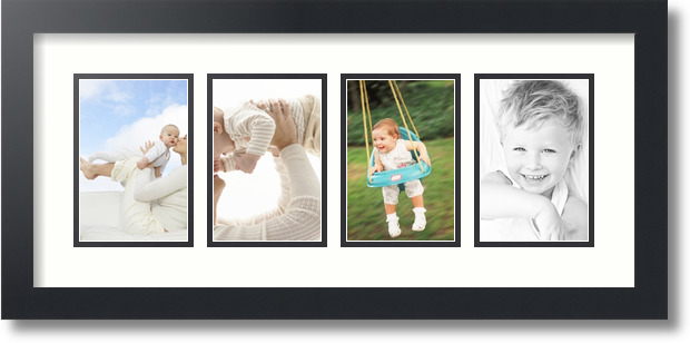 ArtToFrames Collage Mat Picture Photo Frame - 4 4x6" Openings in Satin Black 14