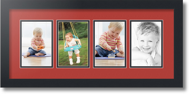 ArtToFrames Collage Mat Picture Photo Frame - 4 4x6" Openings in Satin Black 14