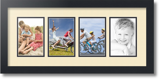 ArtToFrames Collage Mat Picture Photo Frame - 4 4x6" Openings in Satin Black 14