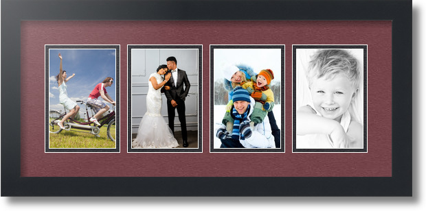 ArtToFrames Collage Mat Picture Photo Frame - 4 4x6" Openings in Satin Black 14