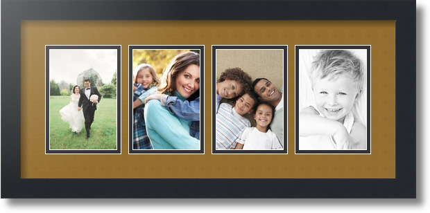 ArtToFrames Collage Mat Picture Photo Frame - 4 4x6" Openings in Satin Black 14