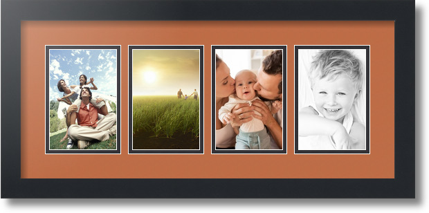 ArtToFrames Collage Mat Picture Photo Frame - 4 4x6" Openings in Satin Black 14