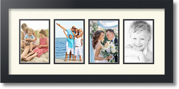 ArtToFrames Collage Mat Picture Photo Frame - 4 4x6" Openings in Satin Black 14