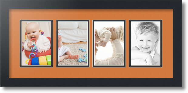 ArtToFrames Collage Mat Picture Photo Frame - 4 4x6" Openings in Satin Black 14