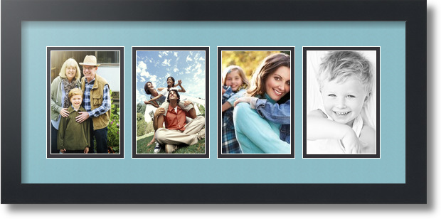 ArtToFrames Collage Mat Picture Photo Frame - 4 4x6" Openings in Satin Black 14