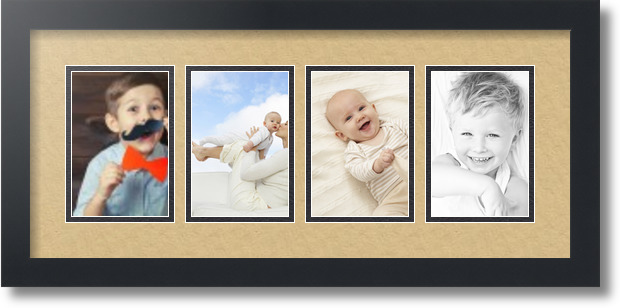 ArtToFrames Collage Mat Picture Photo Frame - 4 4x6" Openings in Satin Black 14