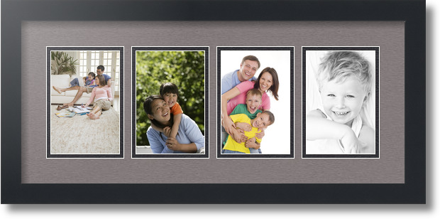 ArtToFrames Collage Mat Picture Photo Frame - 4 4x6" Openings in Satin Black 14