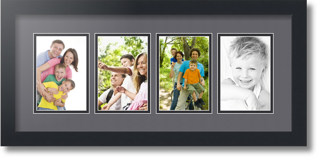 ArtToFrames Collage Mat Picture Photo Frame - 4 4x6" Openings in Satin Black 14