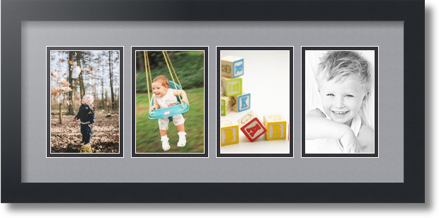 ArtToFrames Collage Mat Picture Photo Frame - 4 4x6" Openings in Satin Black 14