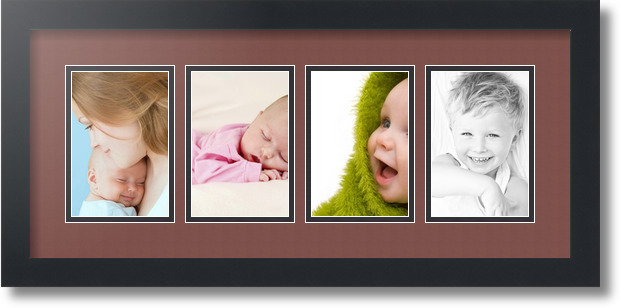 ArtToFrames Collage Mat Picture Photo Frame - 4 4x6" Openings in Satin Black 14