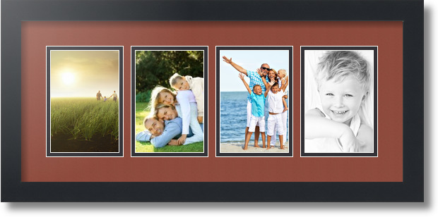 ArtToFrames Collage Mat Picture Photo Frame - 4 4x6" Openings in Satin Black 14