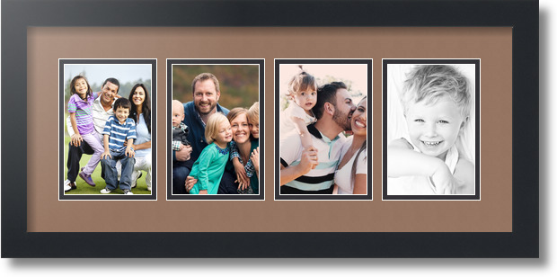 ArtToFrames Collage Mat Picture Photo Frame - 4 4x6" Openings in Satin Black 14