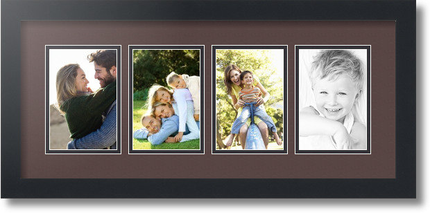 ArtToFrames Collage Mat Picture Photo Frame - 4 4x6" Openings in Satin Black 14