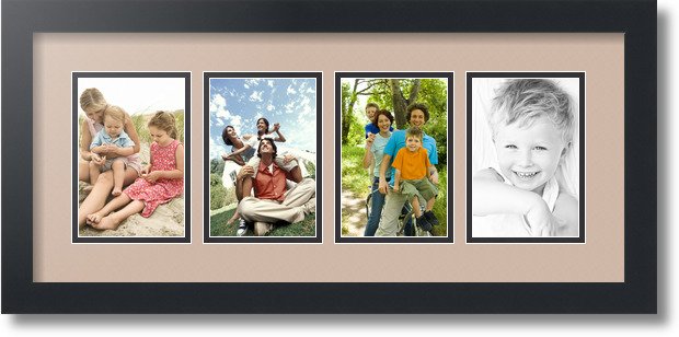 ArtToFrames Collage Mat Picture Photo Frame - 4 4x6" Openings in Satin Black 14