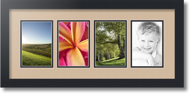 ArtToFrames Collage Mat Picture Photo Frame - 4 4x6" Openings in Satin Black 14