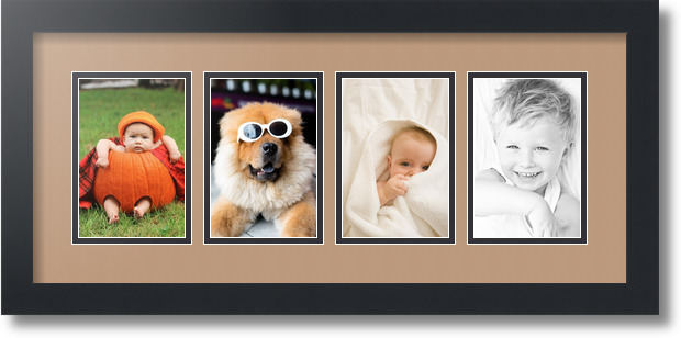 ArtToFrames Collage Mat Picture Photo Frame - 4 4x6" Openings in Satin Black 14