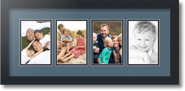 ArtToFrames Collage Mat Picture Photo Frame - 4 4x6" Openings in Satin Black 14