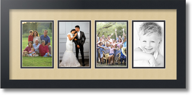 ArtToFrames Collage Mat Picture Photo Frame - 4 4x6" Openings in Satin Black 14