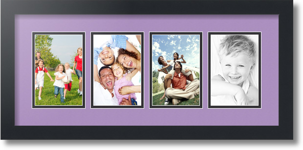 ArtToFrames Collage Mat Picture Photo Frame - 4 4x6" Openings in Satin Black 14