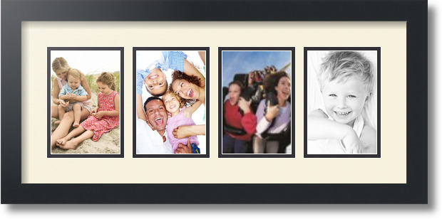 ArtToFrames Collage Mat Picture Photo Frame - 4 4x6" Openings in Satin Black 14