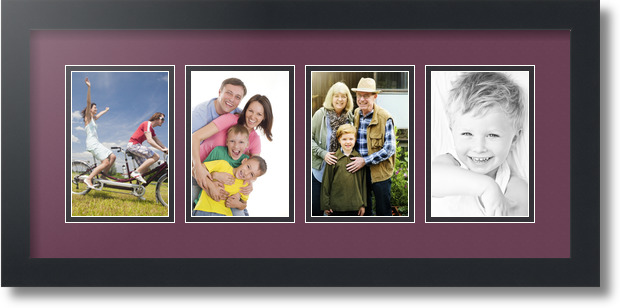 ArtToFrames Collage Mat Picture Photo Frame - 4 4x6" Openings in Satin Black 14