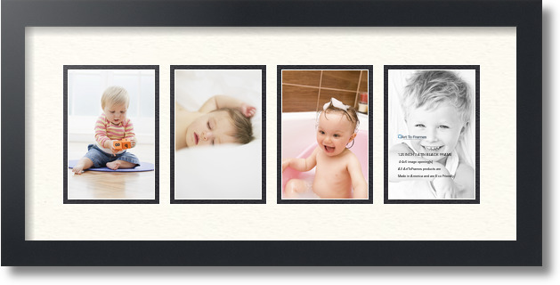 ArtToFrames Collage Mat Picture Photo Frame - 4 4x6" Openings in Satin Black 14