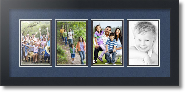 ArtToFrames Collage Mat Picture Photo Frame - 4 4x6" Openings in Satin Black 14