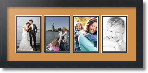 ArtToFrames Collage Mat Picture Photo Frame - 4 4x6" Openings in Satin Black 14