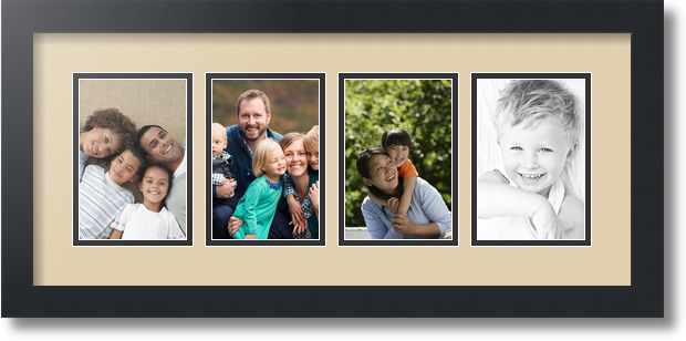 ArtToFrames Collage Mat Picture Photo Frame - 4 4x6" Openings in Satin Black 14