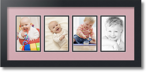 ArtToFrames Collage Mat Picture Photo Frame - 4 4x6" Openings in Satin Black 14