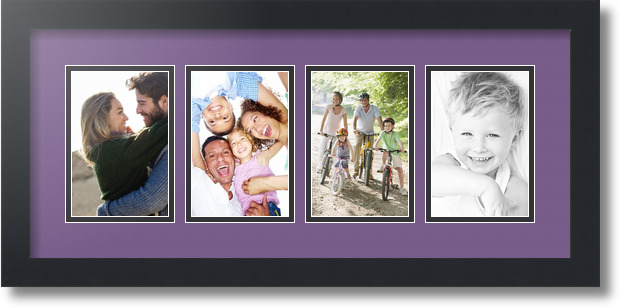 ArtToFrames Collage Mat Picture Photo Frame - 4 4x6" Openings in Satin Black 14