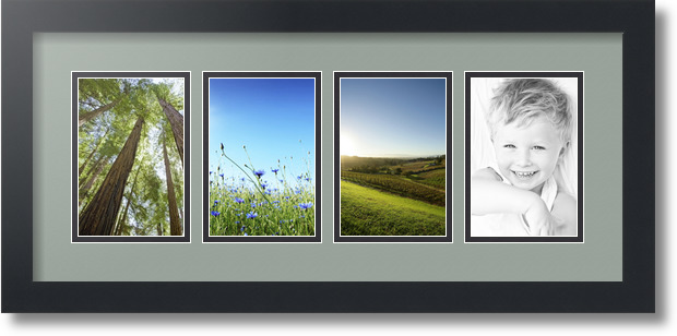 ArtToFrames Collage Mat Picture Photo Frame - 4 4x6" Openings in Satin Black 14