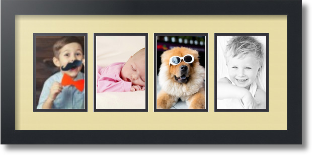 ArtToFrames Collage Mat Picture Photo Frame - 4 4x6" Openings in Satin Black 14