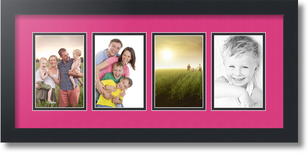 ArtToFrames Collage Mat Picture Photo Frame - 4 4x6" Openings in Satin Black 14