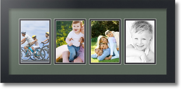 ArtToFrames Collage Mat Picture Photo Frame - 4 4x6" Openings in Satin Black 14