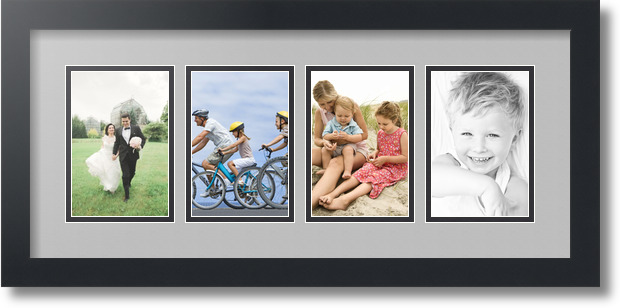 4x6 Multiple 2 3 4 5 6 7 8 9 10 Opening Black Picture Frame With Mat //  Multi Opening Photo Frame Collage 