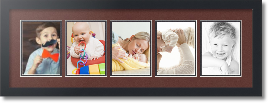 ArtToFrames Collage Mat Picture Photo Frame 5 5x7" Openings in Satin Black 152