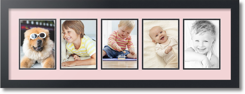 ArtToFrames Collage Mat Picture Photo Frame 5 5x7" Openings in Satin Black 152