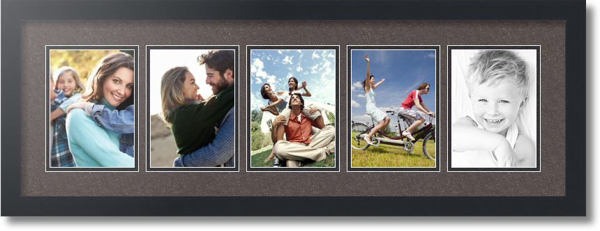 ArtToFrames Collage Mat Picture Photo Frame 5 5x7" Openings in Satin Black 152