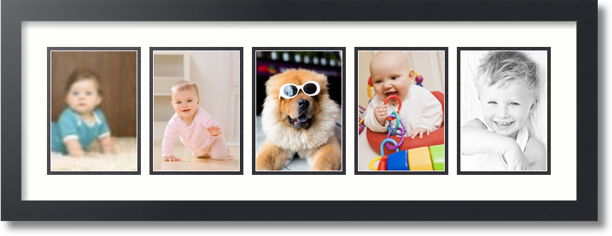 ArtToFrames Collage Mat Picture Photo Frame 5 5x7" Openings in Satin Black 152