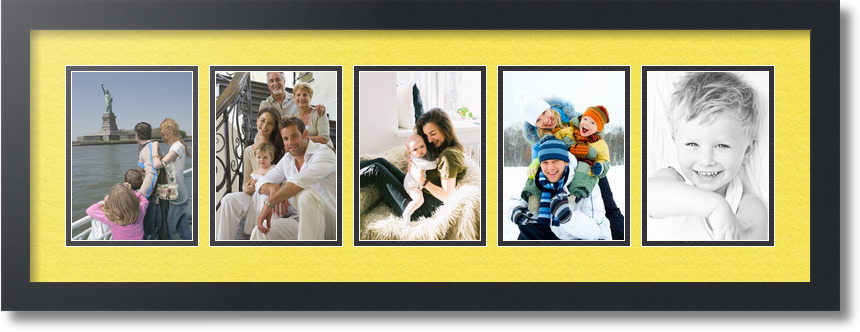 ArtToFrames Collage Mat Picture Photo Frame 5 5x7" Openings in Satin Black 152