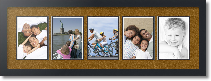 ArtToFrames Collage Mat Picture Photo Frame 5 5x7" Openings in Satin Black 152